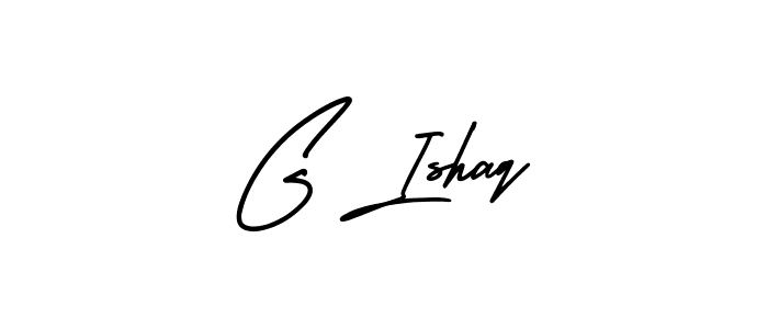 How to make G Ishaq name signature. Use AmerikaSignatureDemo-Regular style for creating short signs online. This is the latest handwritten sign. G Ishaq signature style 3 images and pictures png