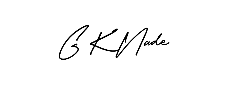 You should practise on your own different ways (AmerikaSignatureDemo-Regular) to write your name (G K Nade) in signature. don't let someone else do it for you. G K Nade signature style 3 images and pictures png