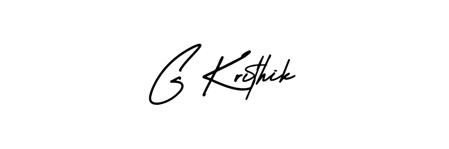 How to make G Krithik name signature. Use AmerikaSignatureDemo-Regular style for creating short signs online. This is the latest handwritten sign. G Krithik signature style 3 images and pictures png