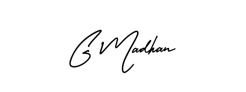 Use a signature maker to create a handwritten signature online. With this signature software, you can design (AmerikaSignatureDemo-Regular) your own signature for name G Madhan. G Madhan signature style 3 images and pictures png