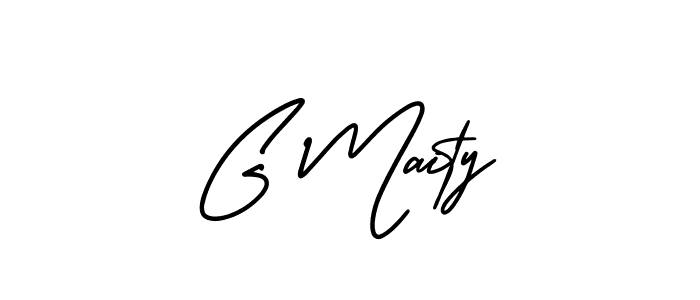 You should practise on your own different ways (AmerikaSignatureDemo-Regular) to write your name (G Maity) in signature. don't let someone else do it for you. G Maity signature style 3 images and pictures png