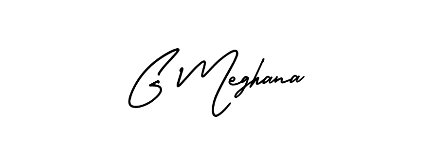 G Meghana stylish signature style. Best Handwritten Sign (AmerikaSignatureDemo-Regular) for my name. Handwritten Signature Collection Ideas for my name G Meghana. G Meghana signature style 3 images and pictures png