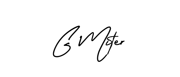 You should practise on your own different ways (AmerikaSignatureDemo-Regular) to write your name (G Miter) in signature. don't let someone else do it for you. G Miter signature style 3 images and pictures png