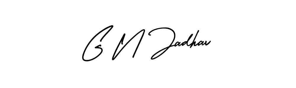 You should practise on your own different ways (AmerikaSignatureDemo-Regular) to write your name (G N Jadhav) in signature. don't let someone else do it for you. G N Jadhav signature style 3 images and pictures png