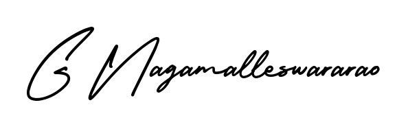 A timeless handwritten aesthetic for G Nagamalleswararao. The AmerikaSignatureDemo-Regular font gives your signature a handcrafted feel with natural curves. G Nagamalleswararao signature style 3 images and pictures png