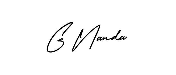 You should practise on your own different ways (AmerikaSignatureDemo-Regular) to write your name (G Nanda) in signature. don't let someone else do it for you. G Nanda signature style 3 images and pictures png