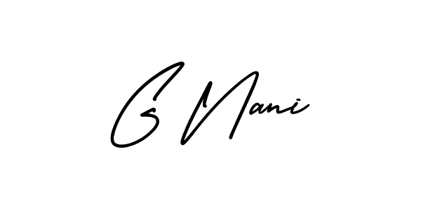 AmerikaSignatureDemo-Regular is a professional signature style that is perfect for those who want to add a touch of class to their signature. It is also a great choice for those who want to make their signature more unique. Get G Nani name to fancy signature for free. G Nani signature style 3 images and pictures png