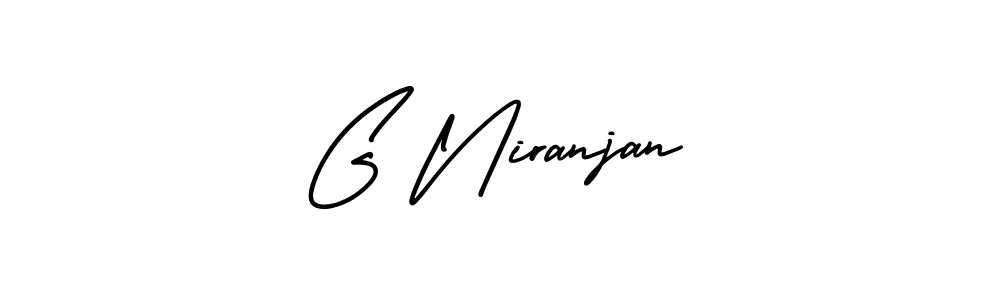 The best way (AmerikaSignatureDemo-Regular) to make a short signature is to pick only two or three words in your name. The name G Niranjan include a total of six letters. For converting this name. G Niranjan signature style 3 images and pictures png