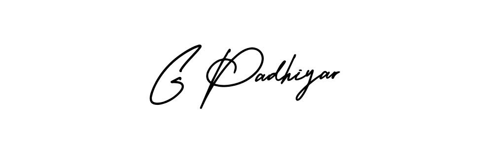 Similarly AmerikaSignatureDemo-Regular is the best handwritten signature design. Signature creator online .You can use it as an online autograph creator for name G Padhiyar. G Padhiyar signature style 3 images and pictures png
