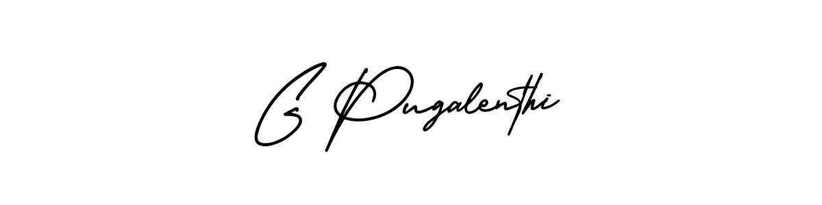 You should practise on your own different ways (AmerikaSignatureDemo-Regular) to write your name (G Pugalenthi) in signature. don't let someone else do it for you. G Pugalenthi signature style 3 images and pictures png