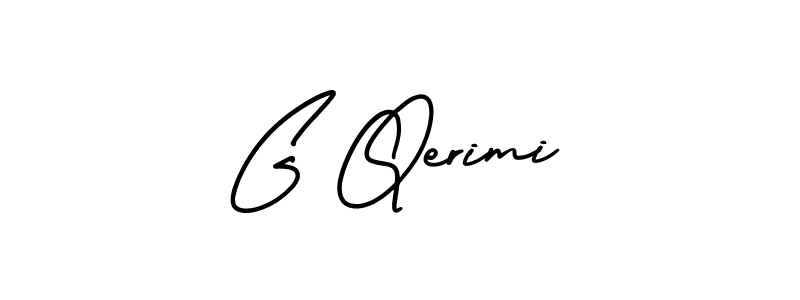 You should practise on your own different ways (AmerikaSignatureDemo-Regular) to write your name (G Qerimi) in signature. don't let someone else do it for you. G Qerimi signature style 3 images and pictures png