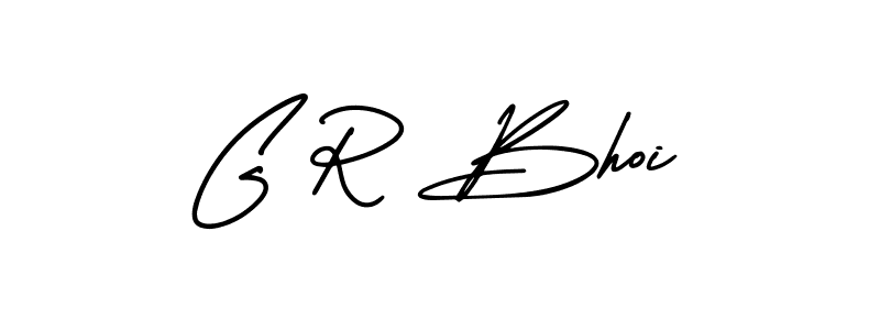 You should practise on your own different ways (AmerikaSignatureDemo-Regular) to write your name (G R Bhoi) in signature. don't let someone else do it for you. G R Bhoi signature style 3 images and pictures png