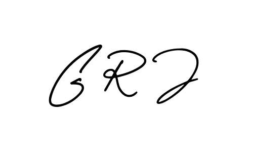 Design your own signature with our free online signature maker. With this signature software, you can create a handwritten (AmerikaSignatureDemo-Regular) signature for name G R J. G R J signature style 3 images and pictures png