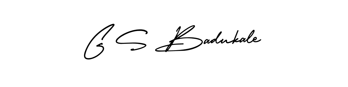 You should practise on your own different ways (AmerikaSignatureDemo-Regular) to write your name (G S Badukale) in signature. don't let someone else do it for you. G S Badukale signature style 3 images and pictures png