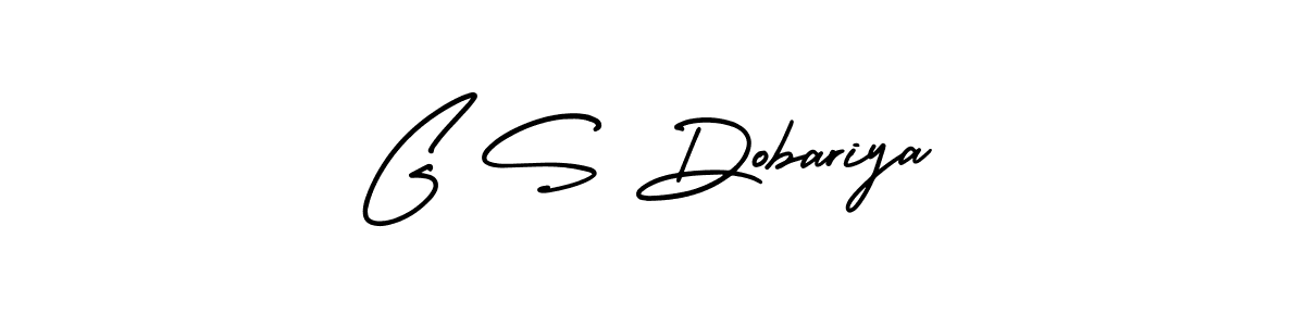 You should practise on your own different ways (AmerikaSignatureDemo-Regular) to write your name (G S Dobariya) in signature. don't let someone else do it for you. G S Dobariya signature style 3 images and pictures png