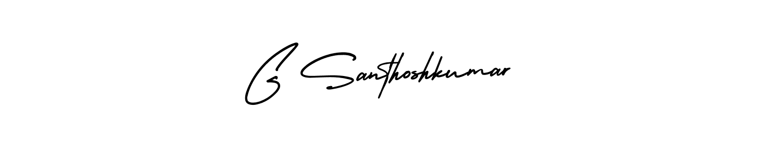 The best way (AmerikaSignatureDemo-Regular) to make a short signature is to pick only two or three words in your name. The name G Santhoshkumar include a total of six letters. For converting this name. G Santhoshkumar signature style 3 images and pictures png