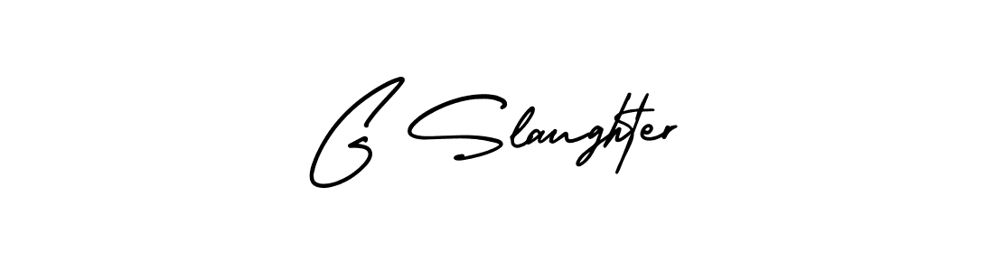 The best way (AmerikaSignatureDemo-Regular) to make a short signature is to pick only two or three words in your name. The name G Slaughter include a total of six letters. For converting this name. G Slaughter signature style 3 images and pictures png