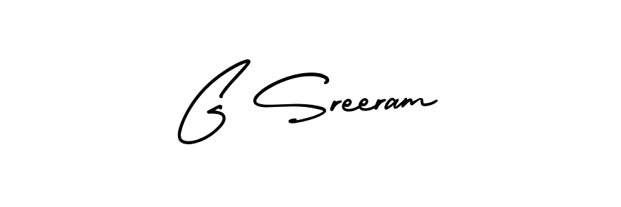 You should practise on your own different ways (AmerikaSignatureDemo-Regular) to write your name (G Sreeram) in signature. don't let someone else do it for you. G Sreeram signature style 3 images and pictures png