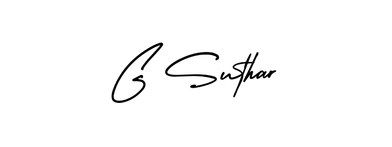 The best way (AmerikaSignatureDemo-Regular) to make a short signature is to pick only two or three words in your name. The name G Suthar include a total of six letters. For converting this name. G Suthar signature style 3 images and pictures png