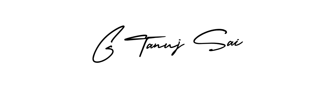 You should practise on your own different ways (AmerikaSignatureDemo-Regular) to write your name (G Tanuj Sai) in signature. don't let someone else do it for you. G Tanuj Sai signature style 3 images and pictures png