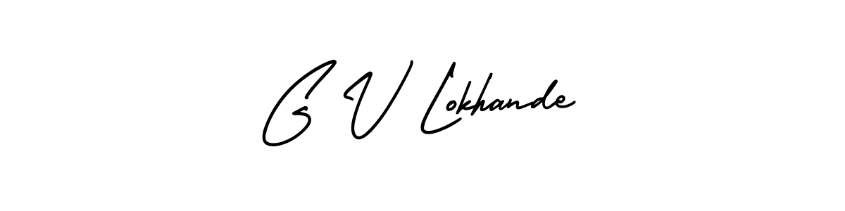 The best way (AmerikaSignatureDemo-Regular) to make a short signature is to pick only two or three words in your name. The name G V Lokhande include a total of six letters. For converting this name. G V Lokhande signature style 3 images and pictures png