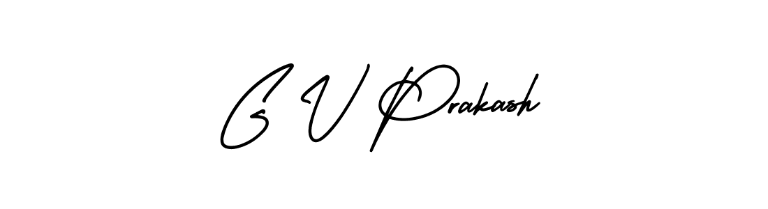 How to make G V Prakash name signature. Use AmerikaSignatureDemo-Regular style for creating short signs online. This is the latest handwritten sign. G V Prakash signature style 3 images and pictures png