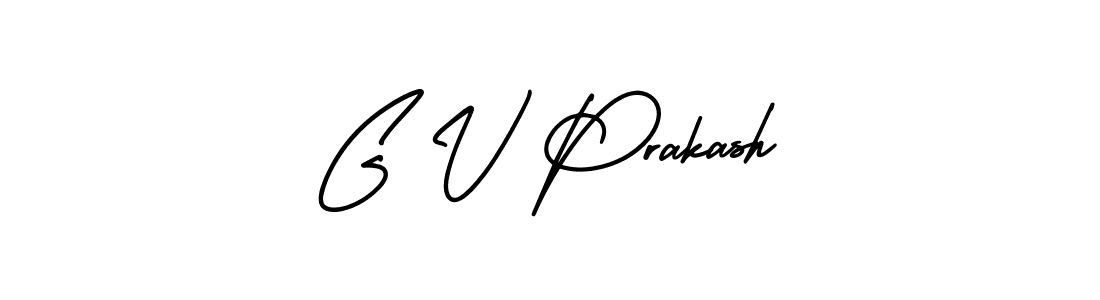 How to make G V Prakash name signature. Use AmerikaSignatureDemo-Regular style for creating short signs online. This is the latest handwritten sign. G V Prakash signature style 3 images and pictures png