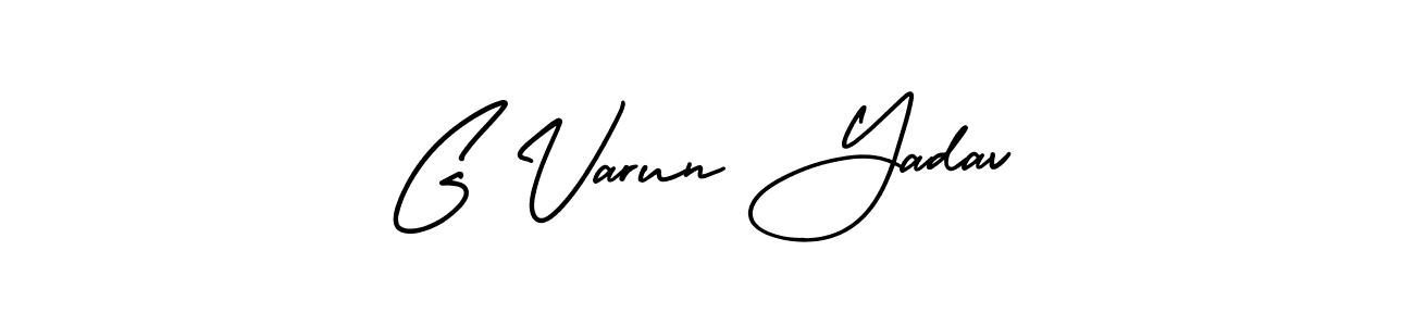 You should practise on your own different ways (AmerikaSignatureDemo-Regular) to write your name (G Varun Yadav) in signature. don't let someone else do it for you. G Varun Yadav signature style 3 images and pictures png
