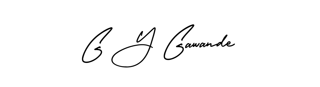 The best way (AmerikaSignatureDemo-Regular) to make a short signature is to pick only two or three words in your name. The name G Y Gawande include a total of six letters. For converting this name. G Y Gawande signature style 3 images and pictures png