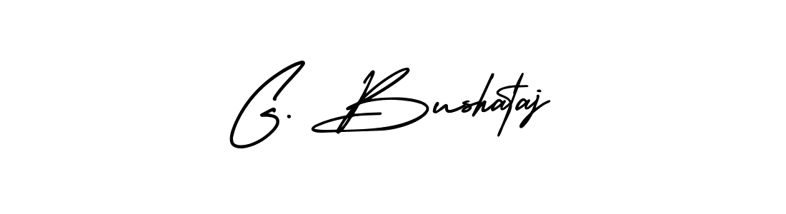 You should practise on your own different ways (AmerikaSignatureDemo-Regular) to write your name (G. Bushataj) in signature. don't let someone else do it for you. G. Bushataj signature style 3 images and pictures png