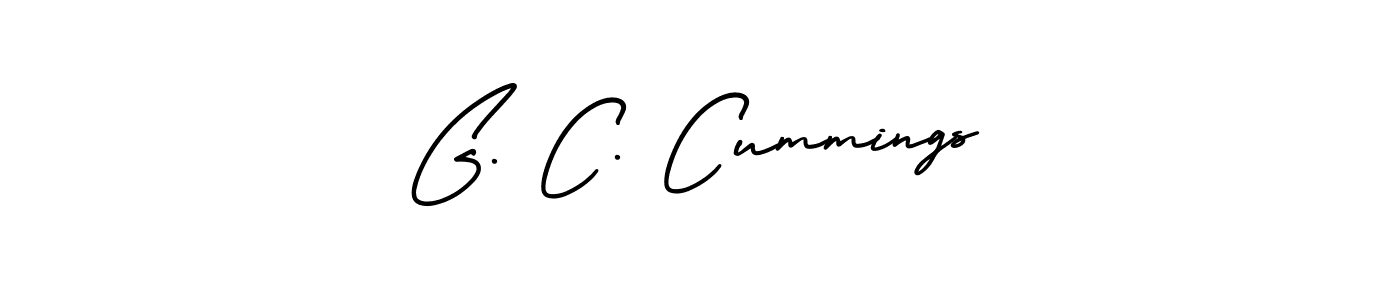 The best way (AmerikaSignatureDemo-Regular) to make a short signature is to pick only two or three words in your name. The name G. C. Cummings include a total of six letters. For converting this name. G. C. Cummings signature style 3 images and pictures png