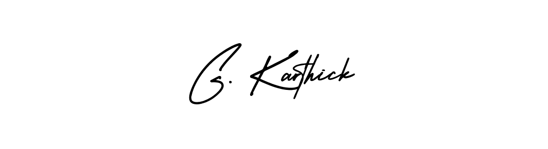 The best way (AmerikaSignatureDemo-Regular) to make a short signature is to pick only two or three words in your name. The name G. Karthick include a total of six letters. For converting this name. G. Karthick signature style 3 images and pictures png