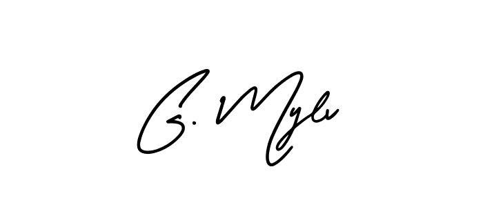 The best way (AmerikaSignatureDemo-Regular) to make a short signature is to pick only two or three words in your name. The name G. Mylv include a total of six letters. For converting this name. G. Mylv signature style 3 images and pictures png