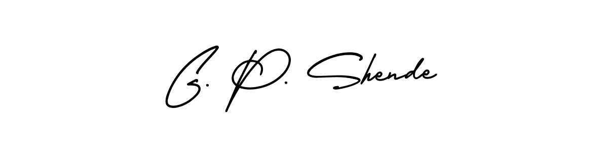 The best way (AmerikaSignatureDemo-Regular) to make a short signature is to pick only two or three words in your name. The name G. P. Shende include a total of six letters. For converting this name. G. P. Shende signature style 3 images and pictures png