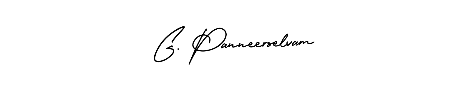 The best way (AmerikaSignatureDemo-Regular) to make a short signature is to pick only two or three words in your name. The name G. Panneerselvam include a total of six letters. For converting this name. G. Panneerselvam signature style 3 images and pictures png