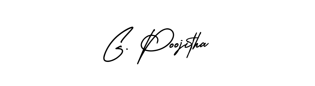 This is the best signature style for the G. Poojitha name. Also you like these signature font (AmerikaSignatureDemo-Regular). Mix name signature. G. Poojitha signature style 3 images and pictures png