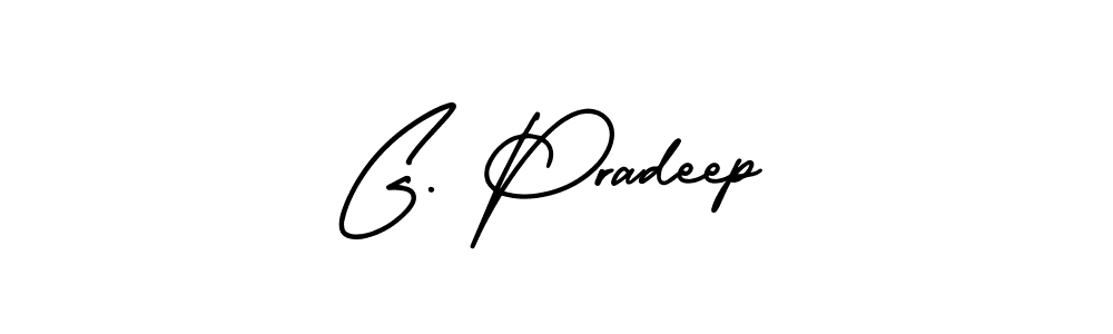 You should practise on your own different ways (AmerikaSignatureDemo-Regular) to write your name (G. Pradeep) in signature. don't let someone else do it for you. G. Pradeep signature style 3 images and pictures png