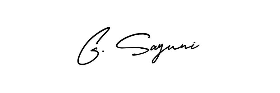 Also we have G. Sayuni name is the best signature style. Create professional handwritten signature collection using AmerikaSignatureDemo-Regular autograph style. G. Sayuni signature style 3 images and pictures png