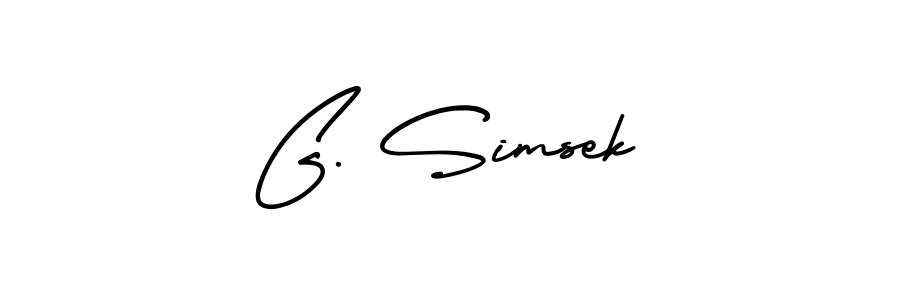 How to make G. Simsek name signature. Use AmerikaSignatureDemo-Regular style for creating short signs online. This is the latest handwritten sign. G. Simsek signature style 3 images and pictures png