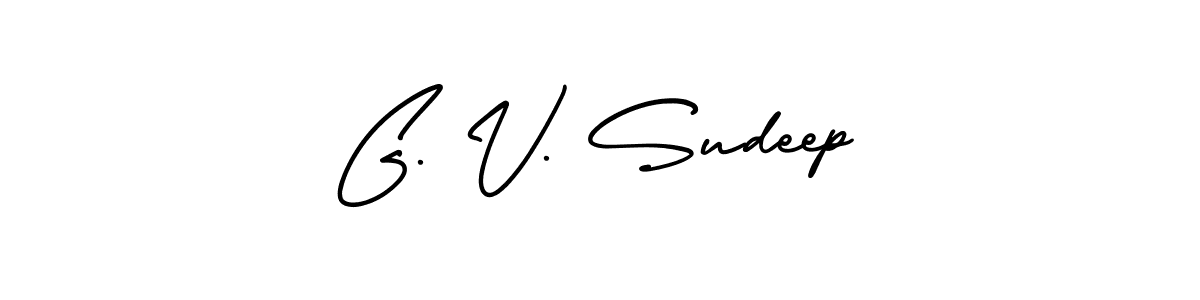 This is the best signature style for the G. V. Sudeep name. Also you like these signature font (AmerikaSignatureDemo-Regular). Mix name signature. G. V. Sudeep signature style 3 images and pictures png