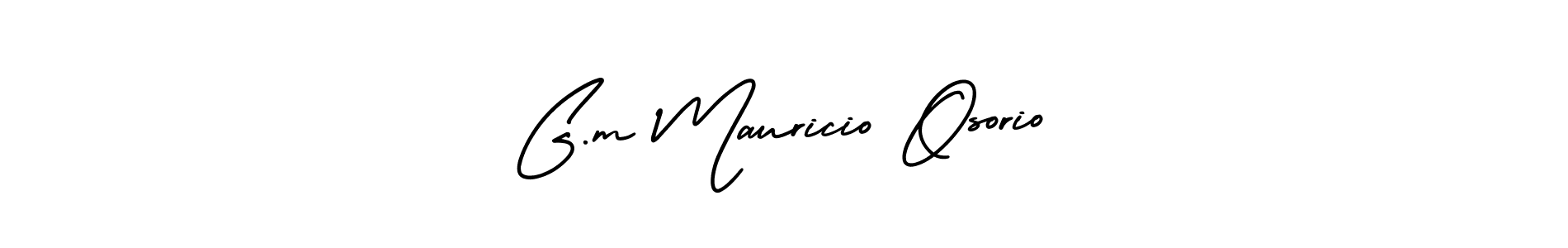 You should practise on your own different ways (AmerikaSignatureDemo-Regular) to write your name (G.m Mauricio Osorio) in signature. don't let someone else do it for you. G.m Mauricio Osorio signature style 3 images and pictures png