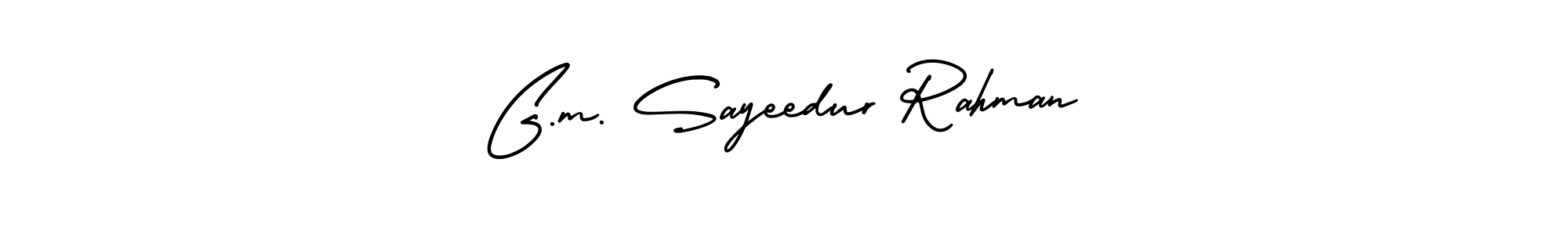 The best way (AmerikaSignatureDemo-Regular) to make a short signature is to pick only two or three words in your name. The name G.m. Sayeedur Rahman include a total of six letters. For converting this name. G.m. Sayeedur Rahman signature style 3 images and pictures png