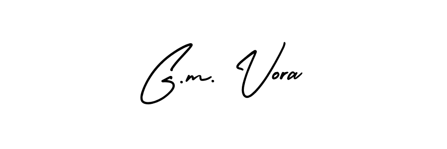 How to make G.m. Vora name signature. Use AmerikaSignatureDemo-Regular style for creating short signs online. This is the latest handwritten sign. G.m. Vora signature style 3 images and pictures png