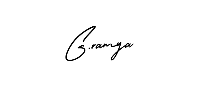 You should practise on your own different ways (AmerikaSignatureDemo-Regular) to write your name (G.ramya) in signature. don't let someone else do it for you. G.ramya signature style 3 images and pictures png