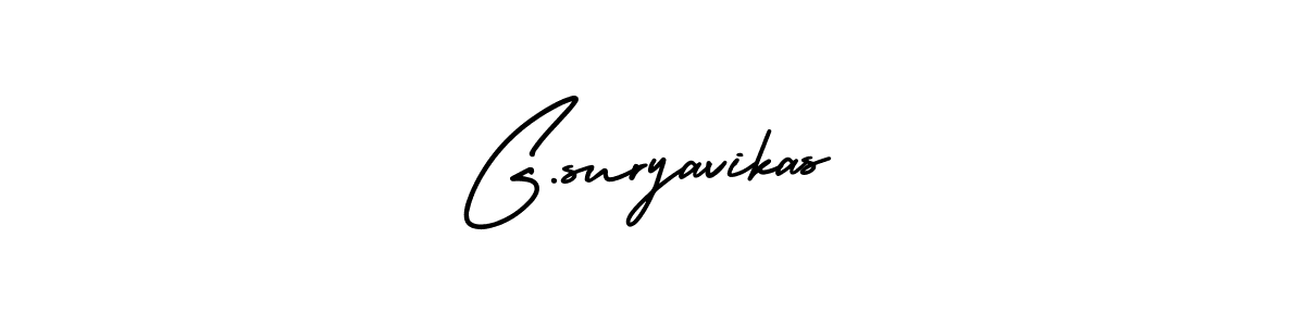 Use a signature maker to create a handwritten signature online. With this signature software, you can design (AmerikaSignatureDemo-Regular) your own signature for name G.suryavikas. G.suryavikas signature style 3 images and pictures png