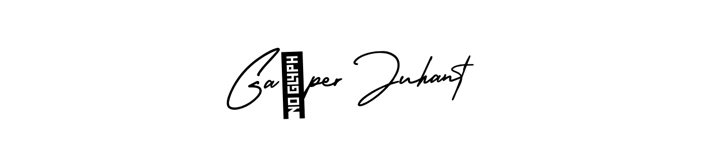 You should practise on your own different ways (AmerikaSignatureDemo-Regular) to write your name (Gašper Juhant) in signature. don't let someone else do it for you. Gašper Juhant signature style 3 images and pictures png