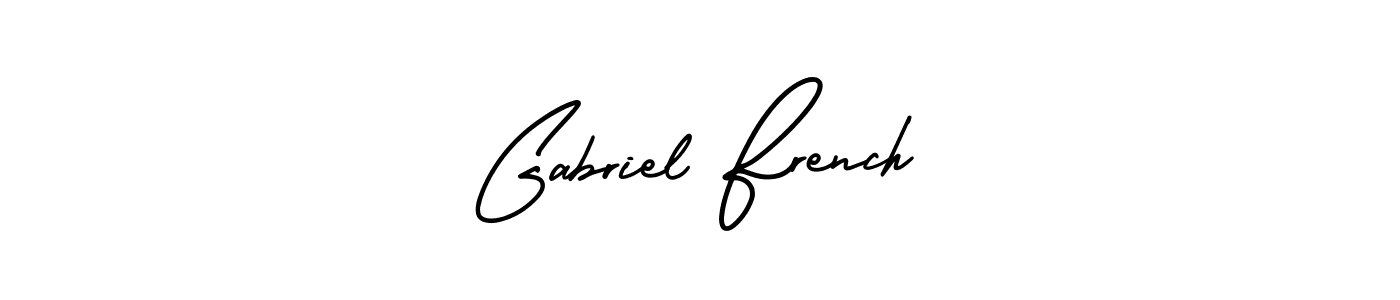 You should practise on your own different ways (AmerikaSignatureDemo-Regular) to write your name (Gabriel French) in signature. don't let someone else do it for you. Gabriel French signature style 3 images and pictures png