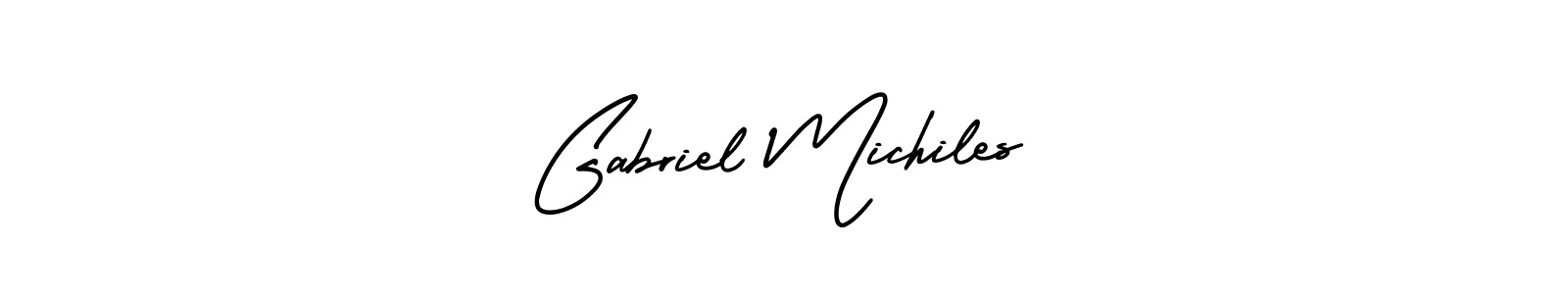 It looks lik you need a new signature style for name Gabriel Michiles. Design unique handwritten (AmerikaSignatureDemo-Regular) signature with our free signature maker in just a few clicks. Gabriel Michiles signature style 3 images and pictures png