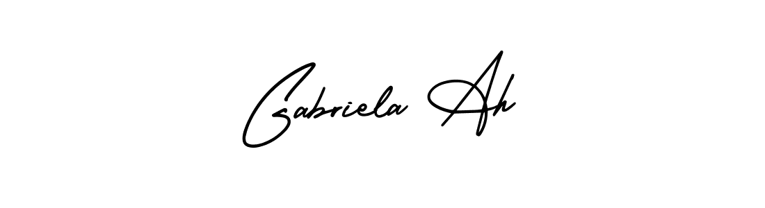 Gabriela Ah stylish signature style. Best Handwritten Sign (AmerikaSignatureDemo-Regular) for my name. Handwritten Signature Collection Ideas for my name Gabriela Ah. Gabriela Ah signature style 3 images and pictures png