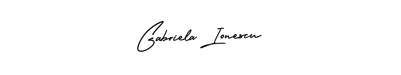 The best way (AmerikaSignatureDemo-Regular) to make a short signature is to pick only two or three words in your name. The name Gabriela Ionescu include a total of six letters. For converting this name. Gabriela Ionescu signature style 3 images and pictures png